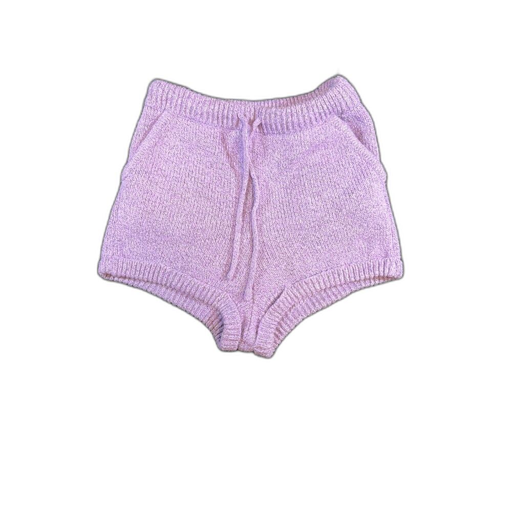 Emory Park Purple Sweater Knit Drawstring Lounge Shorts Small